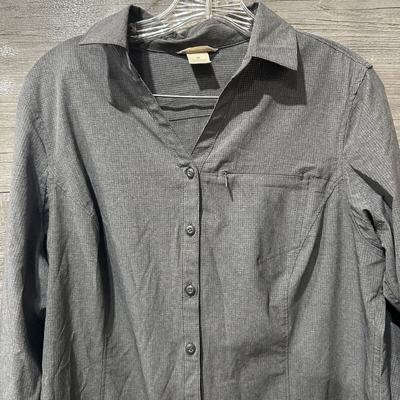 Duluth Trading Shirt Mens Medium Gray Hiking Vented Long Sleeve Button Up - Picture 2 of 7